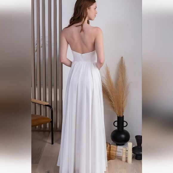 FAME & PARTNERS NWT Ivory strapless gown PROM summer - Picture 3 of 8